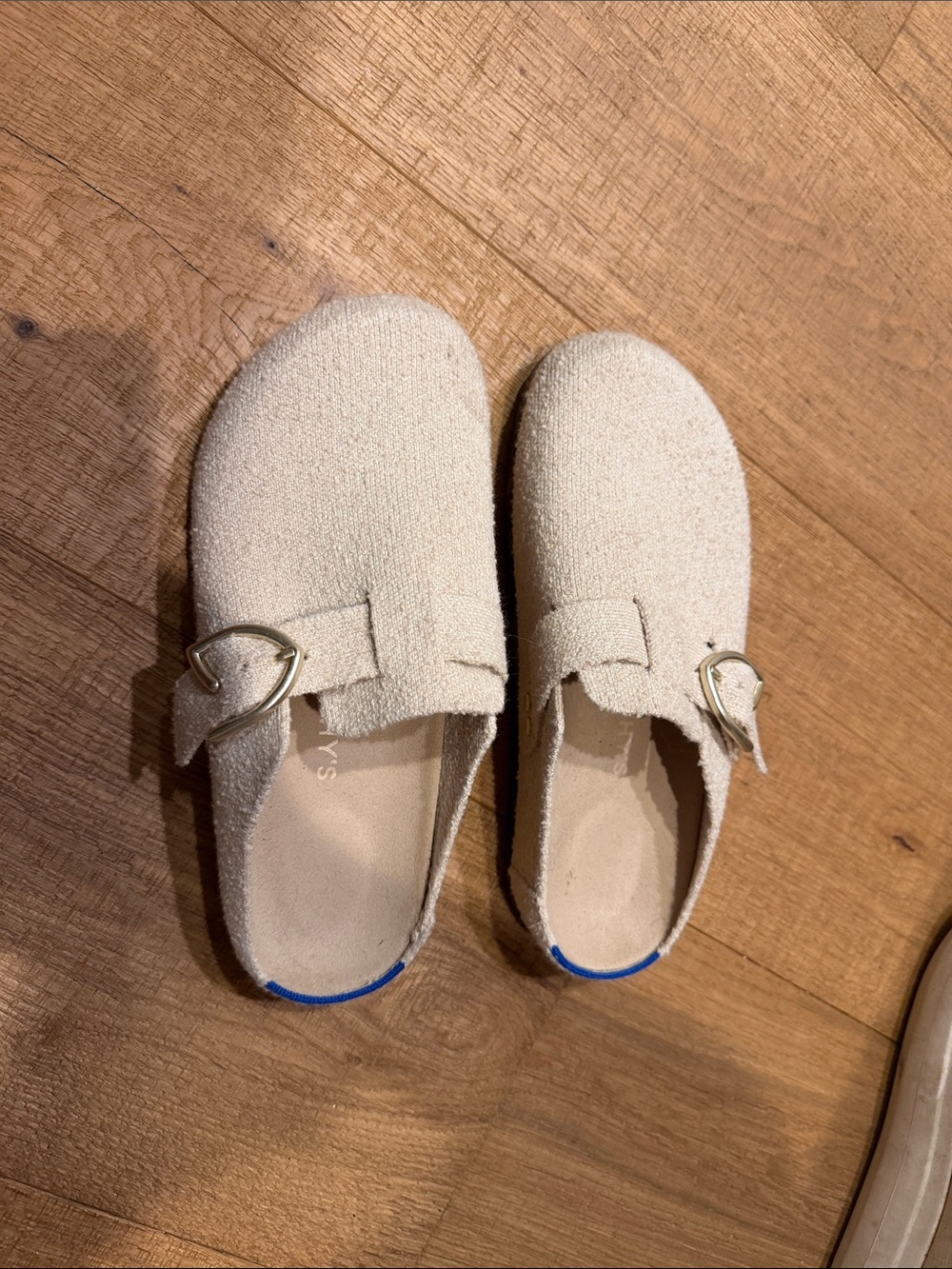 Rothy’s Cream Textured Slip-On Buckle Shoes